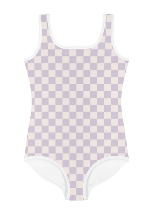 Toddler Lavender Checker Swimsuit