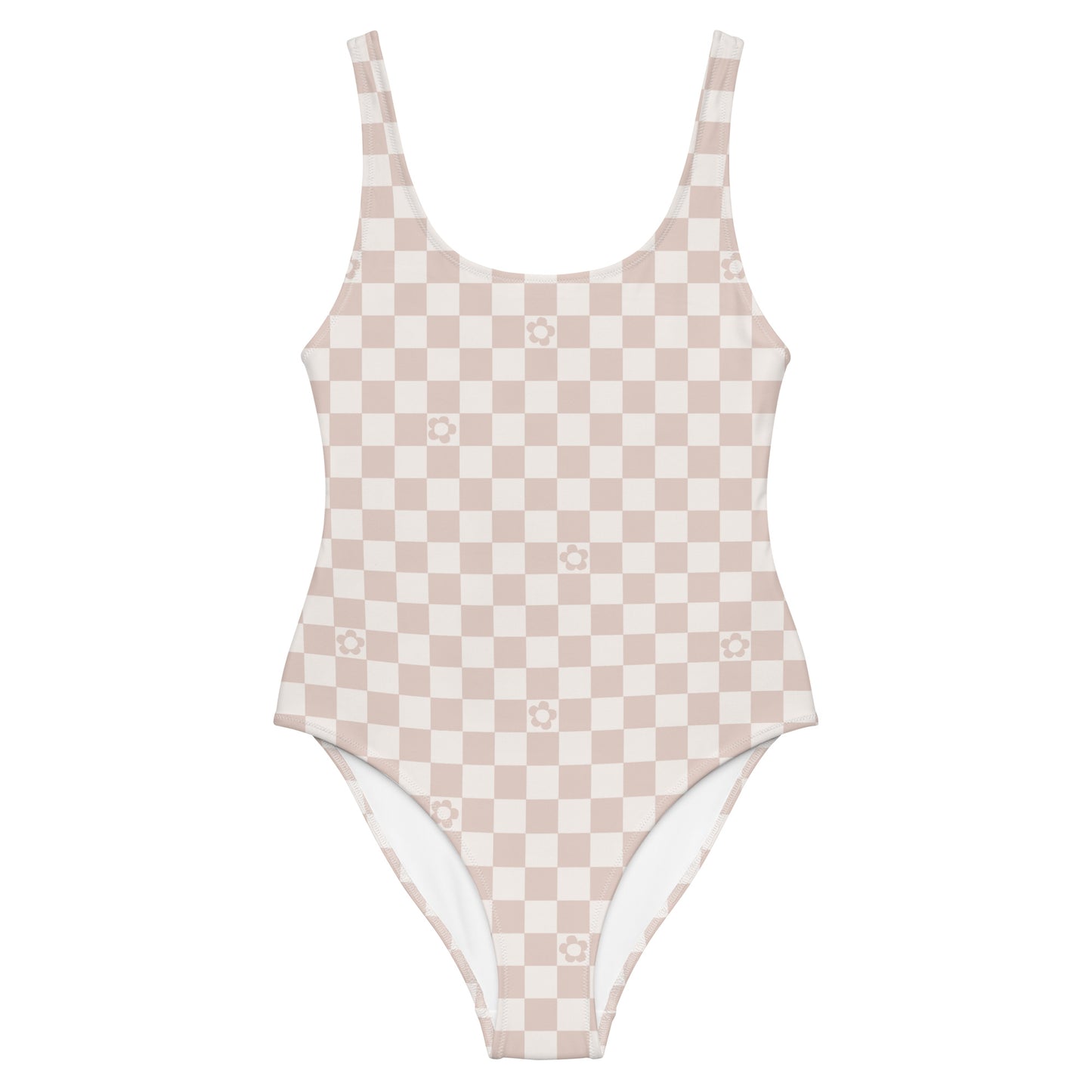 Tan Checkered Swimsuit