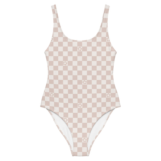Tan Checkered Swimsuit