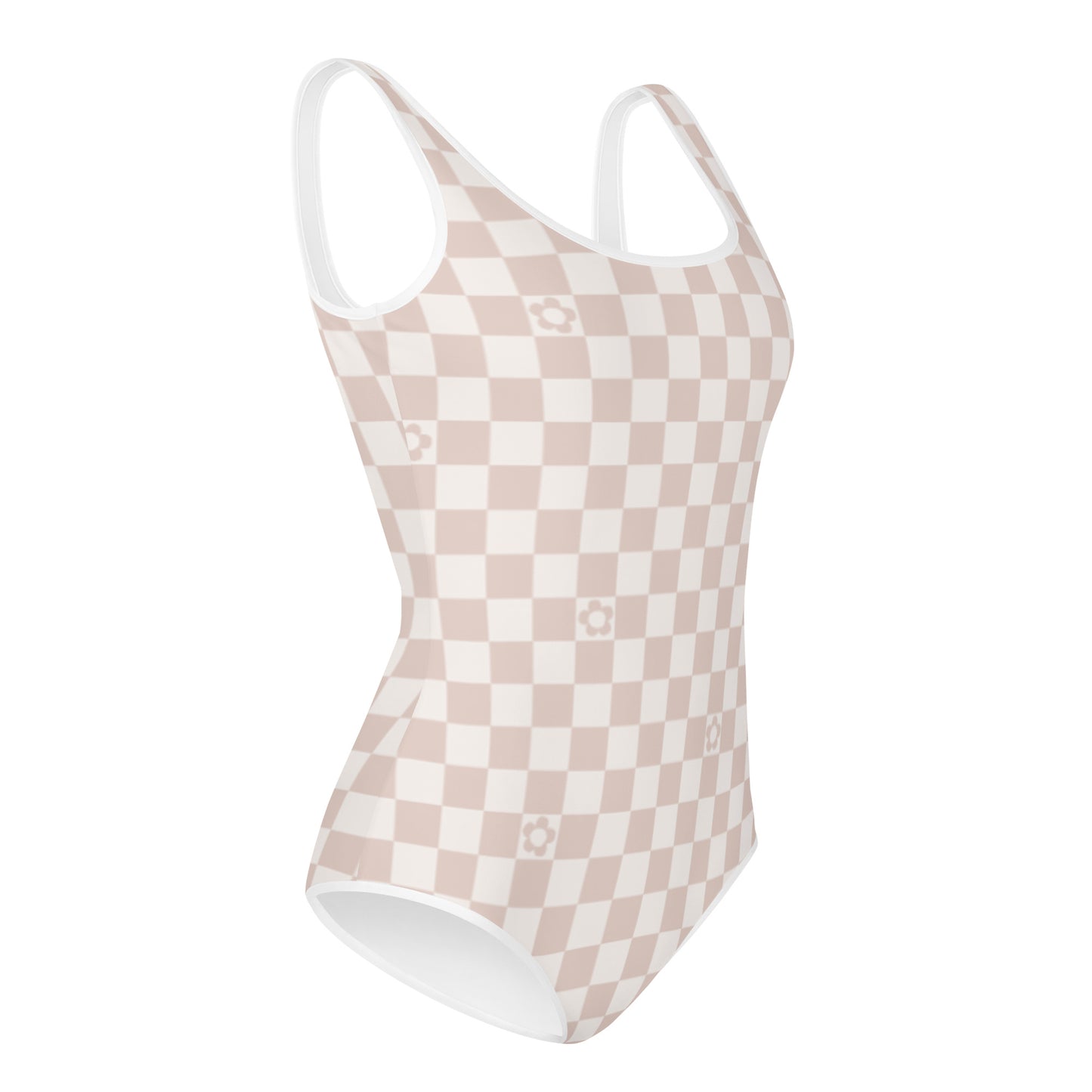 Kids Tan Checkered Swimsuit